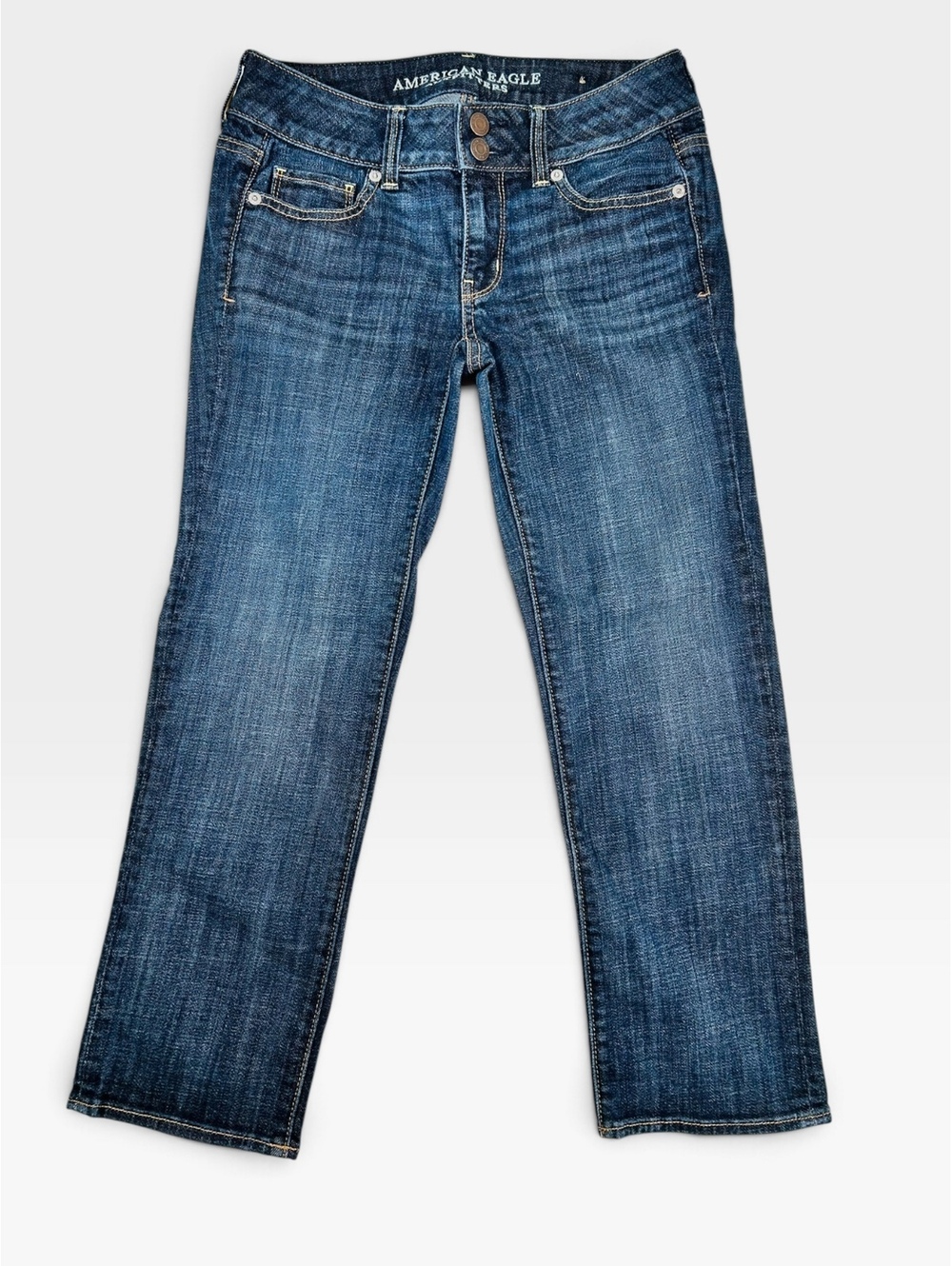 American Eagle Artist Crop Stretch Jeans Womens Size 2 Regular Dark Low Rise